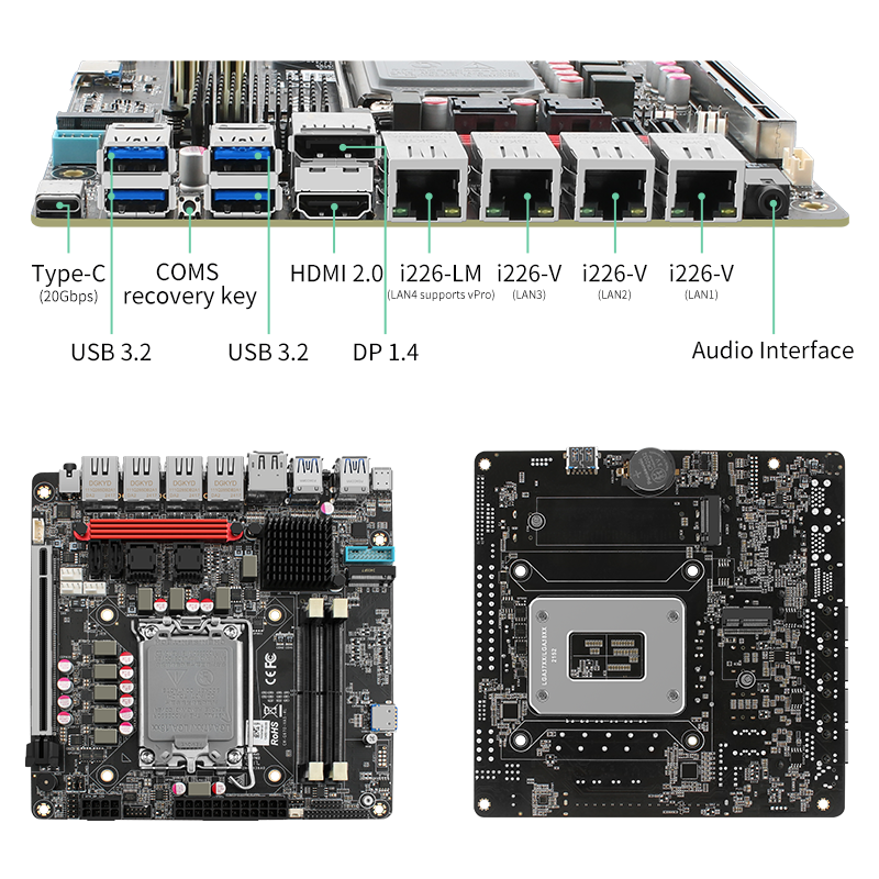 New Q670 4x Intel 2.5G Ethernet Ports 8-Bay NAS Motherboard for Intel 12/13/14 Gen CPU | 3x M.2 NVMe | 8x SATA3.0 | HDMI+DP 4K@60Hz vPro Enterprise-Class Commercial NAS